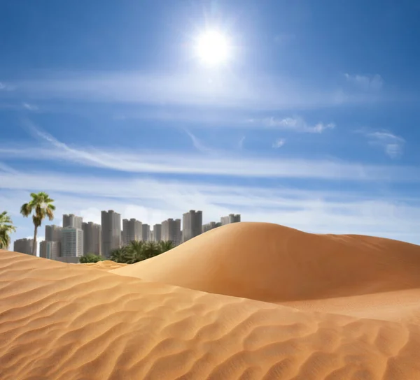 Sandy Desert Beautiful View City Horizon — Stock Photo, Image