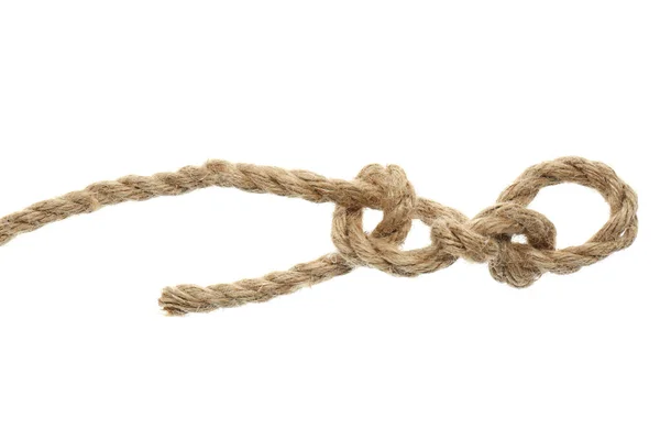 Конопляна Мотузка Вузлом Білому Тлі — стокове фото