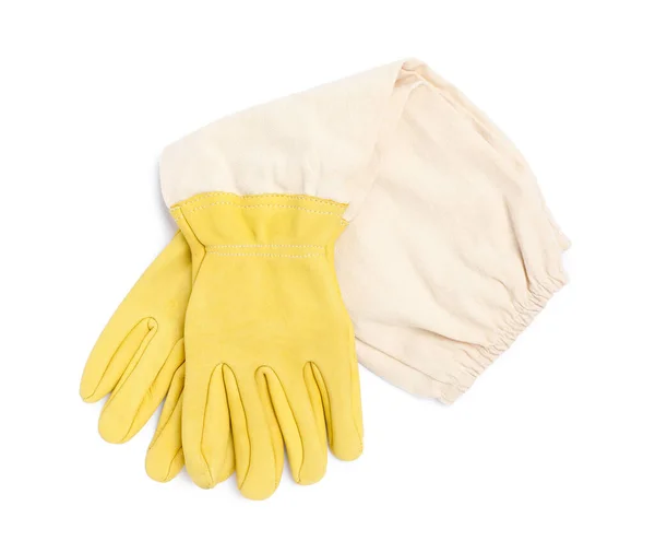 Guantes Protectores Sobre Fondo Blanco Vista Superior Equipo Seguridad — Foto de Stock