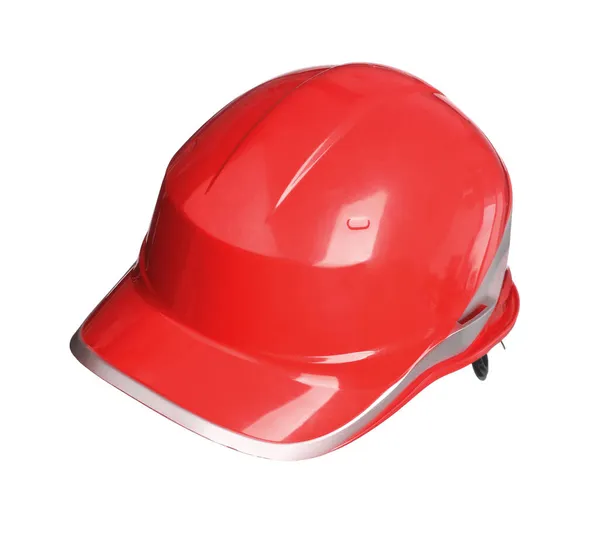 Beyazda Kırmızı Koruyucu Şapka Var Güvenlik Ekipmanları — Stok fotoğraf