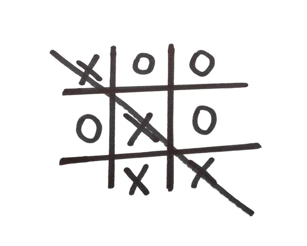 Mão Desenhado Tic Tac Toe Jogo Fundo Branco — Fotografia de Stock