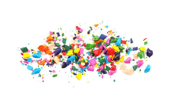 Colorful Graphite Crumbs White Background Pencil Sharpening — Stock Photo, Image