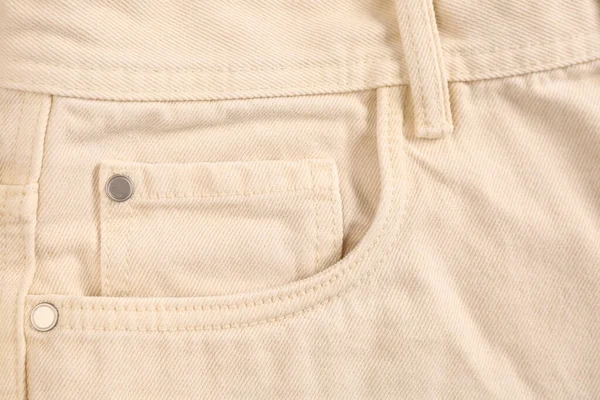 Beige Jeans Inset Pocket Background Closeup — Stock Photo, Image