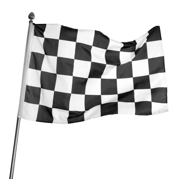 Καρό Σημαία Φινίρισμα Λευκό Φόντο Αυτόματο Σύμβολο Αγώνων — Φωτογραφία Αρχείου