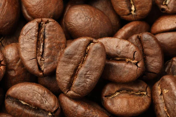 Stapel Van Gebrande Koffiebonen Als Achtergrond Close — Stockfoto