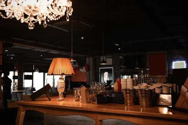 Vista Balcão Bar Café Moderno — Fotografia de Stock