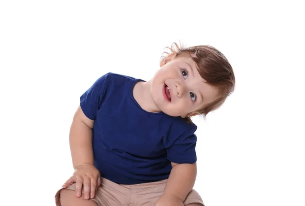 Cute Little Boy Isolated White Adorable Child — Stock Photo, Image
