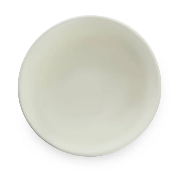 Стильная Пустая Керамическая Чаша Изолированная Белом Вид Сверху Кухонная Утварь — стоковое фото