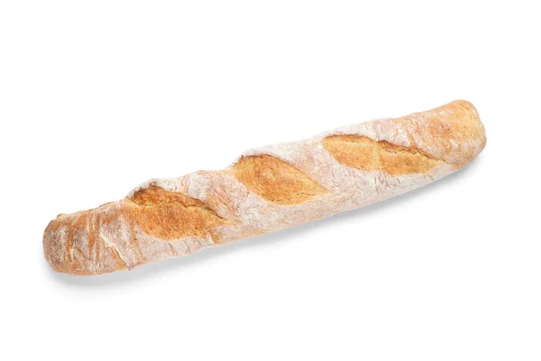 Baguete Francesa Crocante Isolada Branco Pão Fresco — Fotografia de Stock