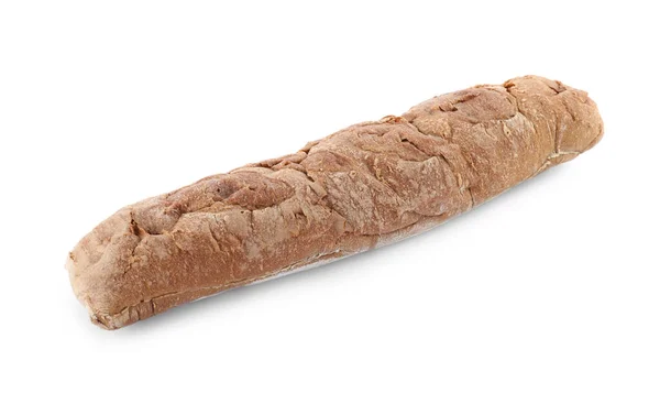 Νόστιμη Μπαγκέτα Σίκαλης Που Απομονώνεται Λευκό Φρέσκο Ψωμί — Φωτογραφία Αρχείου