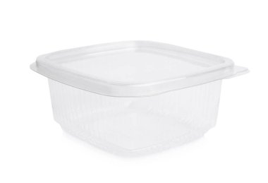 Beyaza izole edilmiş yiyecekler için boş plastik konteynır