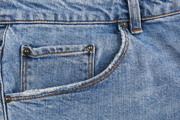 Jeans Azul Claro Com Bolso Embutido Como Fundo Close — Fotografia de Stock