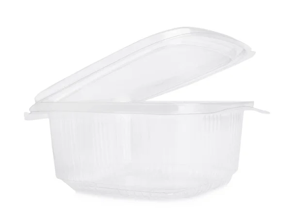 Recipiente Plástico Vacío Para Alimentos Aislados Blanco — Foto de Stock