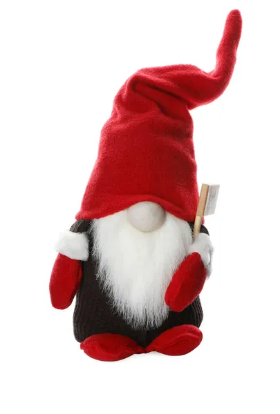 Vicces Karácsonyi Törpe Elszigetelt Fehér Ünnepi Dekoráció — Stock Fotó