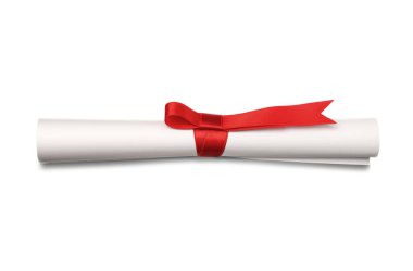 Beyaz şeritli, yuvarlak öğrenci diploması.