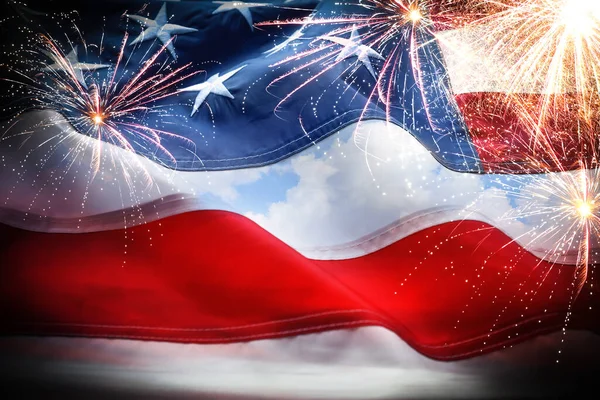 Abd Nin Bağımsızlık Günü Ulusal Amerikan Bayrağı Havai Fişekleri — Stok fotoğraf