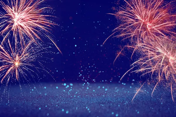 Juli Unabhängigkeitstag Der Usa Festlicher Hintergrund Mit Feuerwerk Und Glitzern — Stockfoto