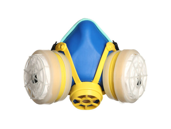 Respirator mask isolated on white. Safety equipment