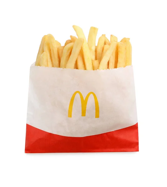 Mykolaiv Ucrânia Agosto 2021 Pequena Porção Batatas Fritas Mcdonald Isoladas — Fotografia de Stock