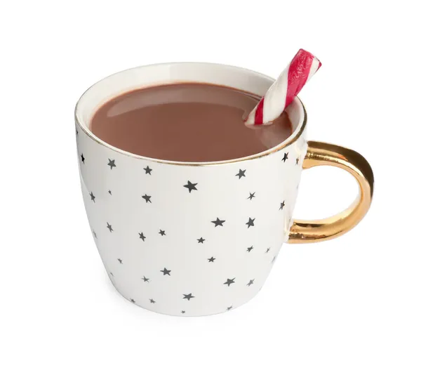 Bir Fincan Lezzetli Sıcak Çikolata Beyaz Şeker — Stok fotoğraf