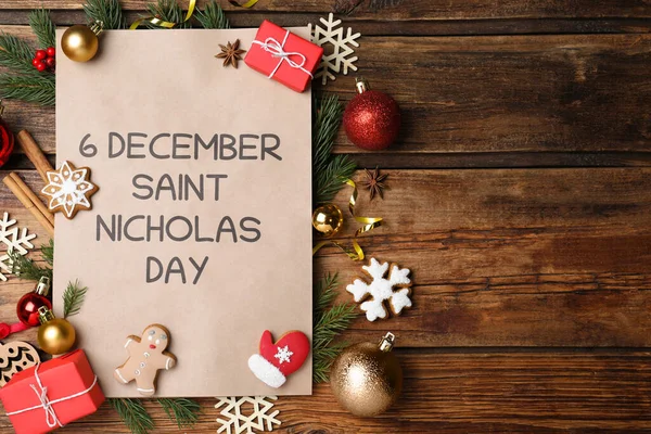니콜라우스의 Saint Nicholas Day 성탄절 Festive Decor 이라는 단어가 뭉치가 — 스톡 사진