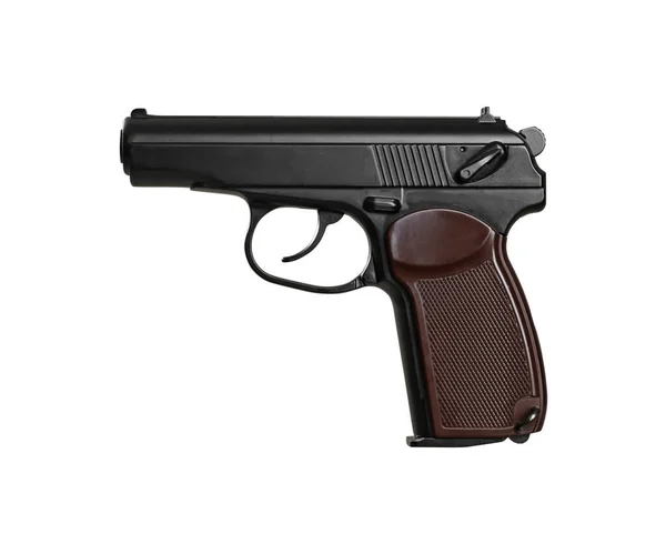 Arma Padrão Fundo Cinzento Pistola Semi Automática — Fotografia de Stock