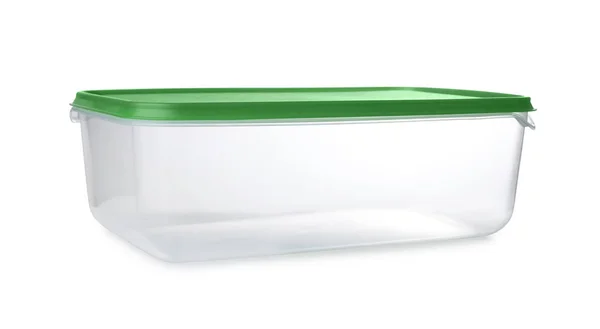 Lege Plastic Container Voor Voedsel Geïsoleerd Wit — Stockfoto