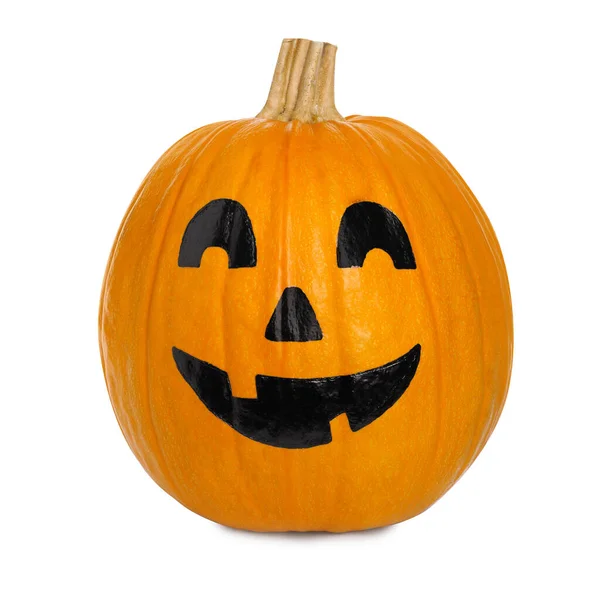 Abóbora Com Rosto Assustador Desenhado Isolado Branco Celebração Halloween — Fotografia de Stock