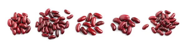 白い背景に生の赤い腎臓豆でセット トップビュー バナーデザイン — ストック写真