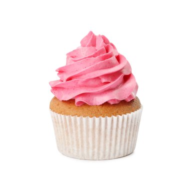 Beyaz üzerine pembe kremalı enfes kek.