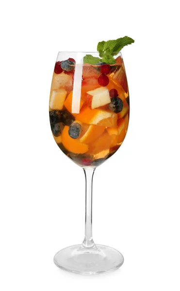 Glas Röd Sangria Isolerad Vit — Stockfoto