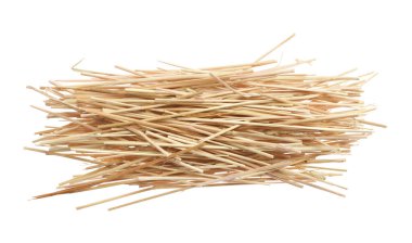 Beyaz arka planda kurumuş saman yığını, üst görünüm