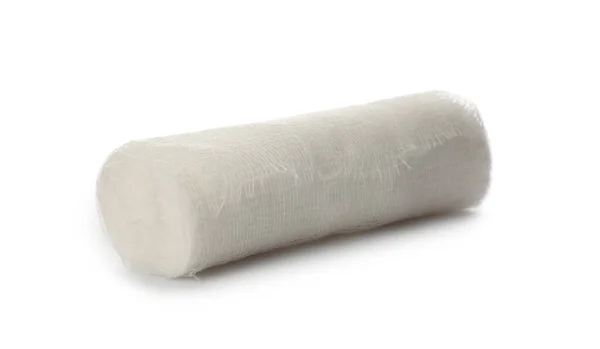 Rouleau Bandage Coton Médical Isolé Sur Blanc — Photo