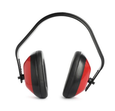 Beyaza izole edilmiş koruyucu kulaklıklar. Güvenlik ekipmanları