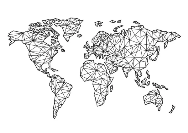 白い背景に黒い線で満たされた世界地図のイラスト — ストック写真