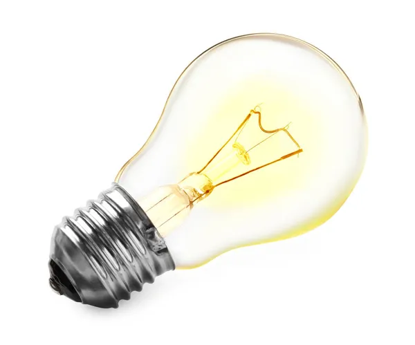 白い背景に現代の輝くランプ電球 — ストック写真