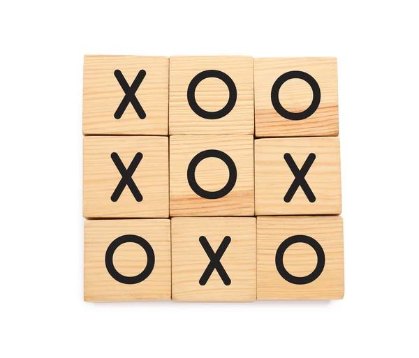 Tic Tac Toe Cube Set Isolated White Top View — Stock Photo, Image