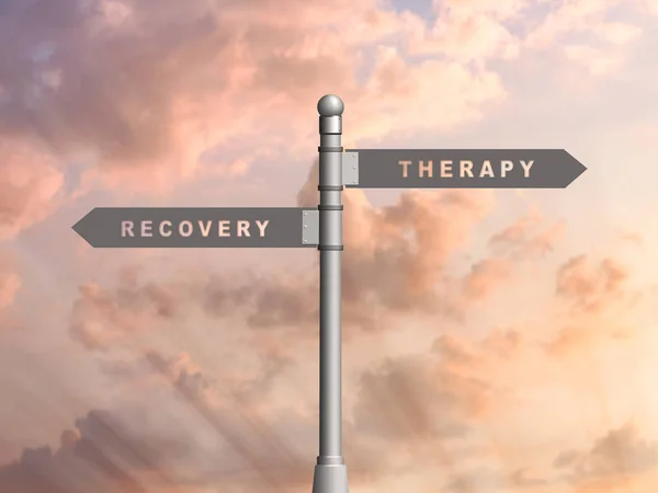 Начните Жить Алкогольной Зависимости Вывеска Надписями Therapy Recovery Красивом Небе — стоковое фото