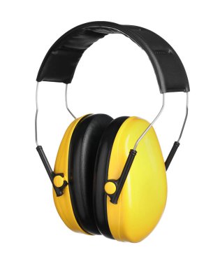 Beyaza izole edilmiş koruyucu kulaklıklar. Güvenlik ekipmanları