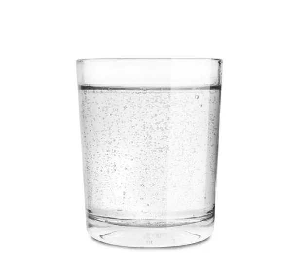 Vidro Água Com Gás Isolado Branco — Fotografia de Stock