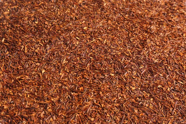 Heap Torra Rooibos Teblad Som Bakgrund Närbild — Stockfoto