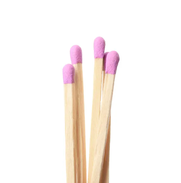 Matches Lilac Heads White Background — Stock Photo, Image