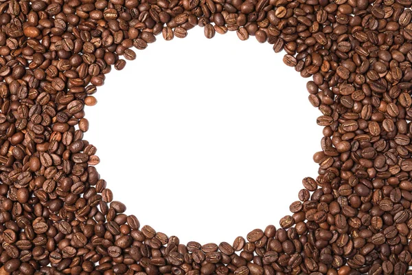 Frame Roasted Coffee Beans White Background Top View — Stock Photo, Image
