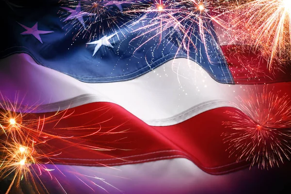 Onafhankelijkheidsdag Van Nationale Amerikaanse Vlag Vuurwerk — Stockfoto