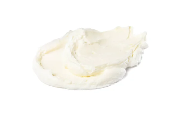 Beyaza Izole Edilmiş Leziz Krem Peynir Kokusu — Stok fotoğraf