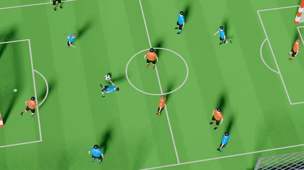 Jeu Vidéo Sport Illustration Joueurs Football Sur Terrain Vue Dessus — Photo