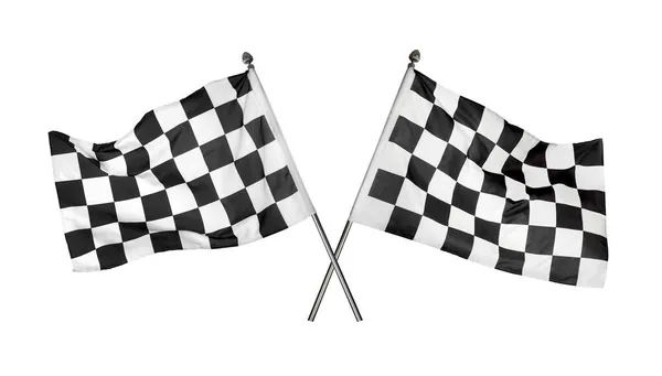 Checkered Racing Finish Flags White Background — Stock Photo, Image