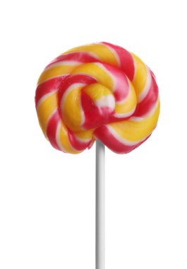 Beyaza izole edilmiş renkli bir lolipop.