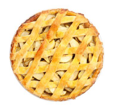 Lezzetli geleneksel elmalı turta, beyaza izole edilmiş.