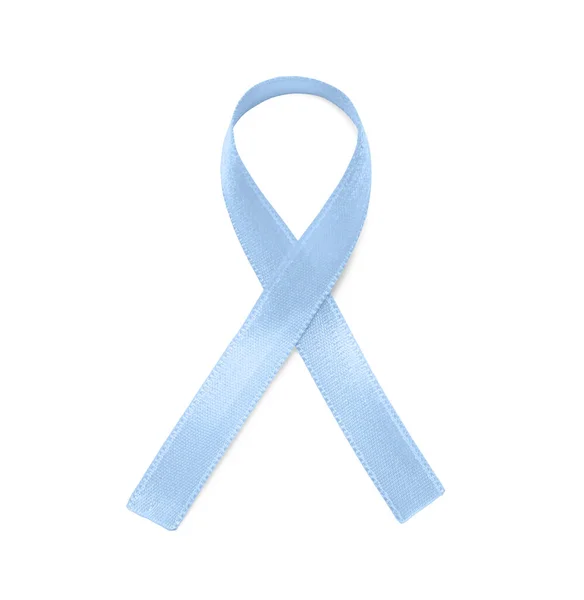 Fita Consciência Azul Clara Fundo Branco Vista Superior — Fotografia de Stock